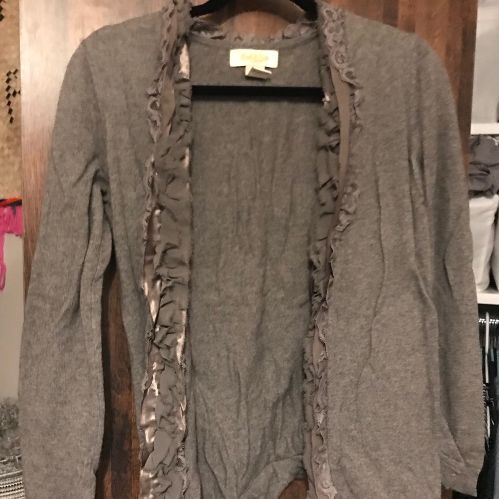 Cardigan with ruffle trim